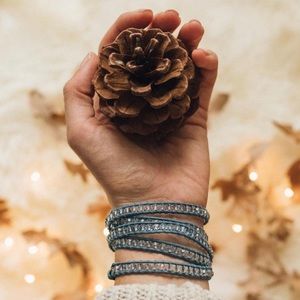 Crystal Ice on Grey Sky Wrap Bracelet